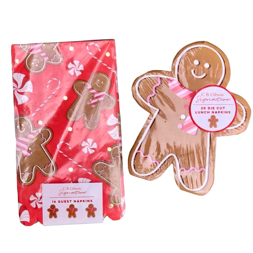 Two Assorted Gingerbread Christmas Decorative Napkin Packages: Lunch/Guest Towel